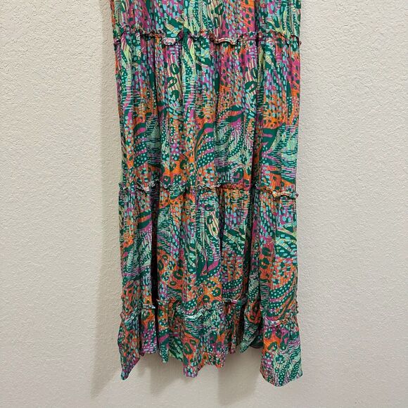 BRITON COURT Willow Maxi Dress Multicolor Tiered Metallic Boho NWOT - Picture 5 of 10